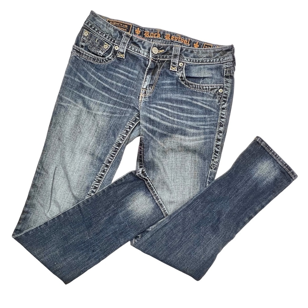 Rock Revival Jessica Low Rise Denim Women’s Size 29 Cowgirl Blue Jeans Pants